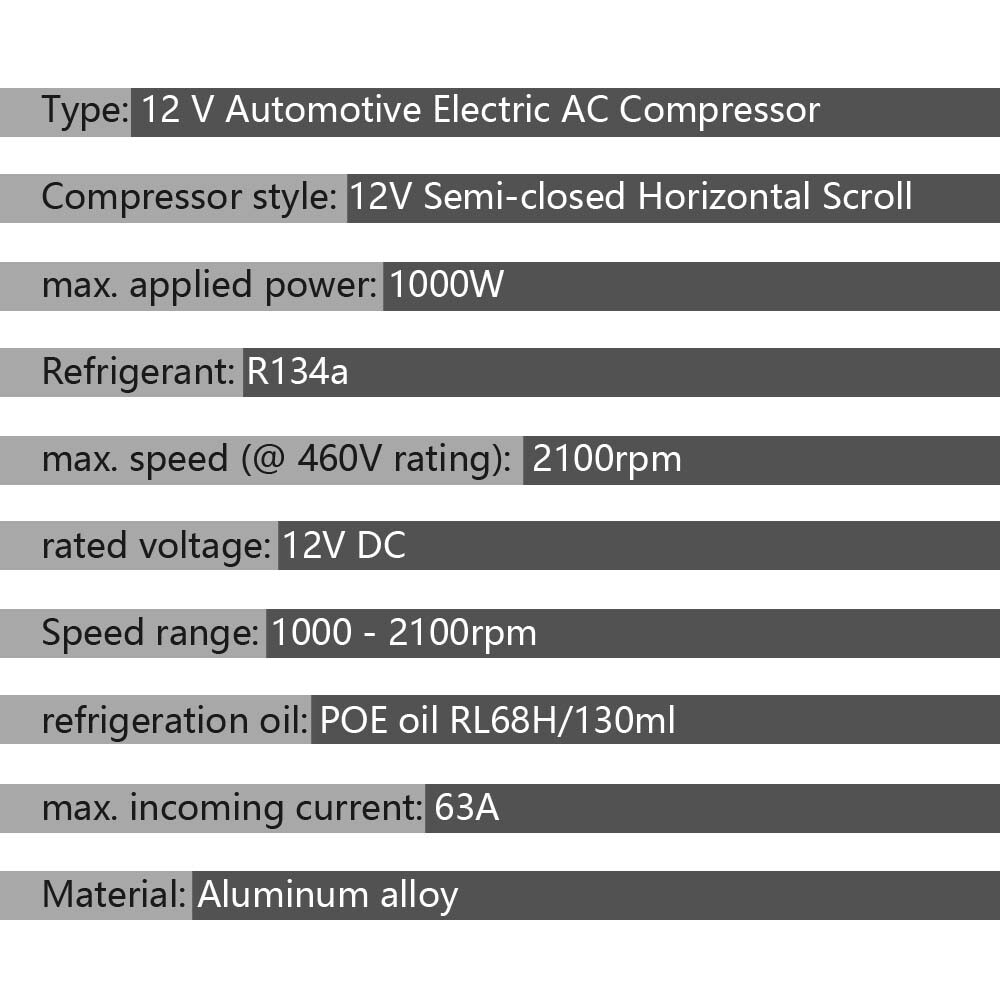 12V Electric Auto Air Conditioner Scroll Compressor A/C With Control Panel Kit