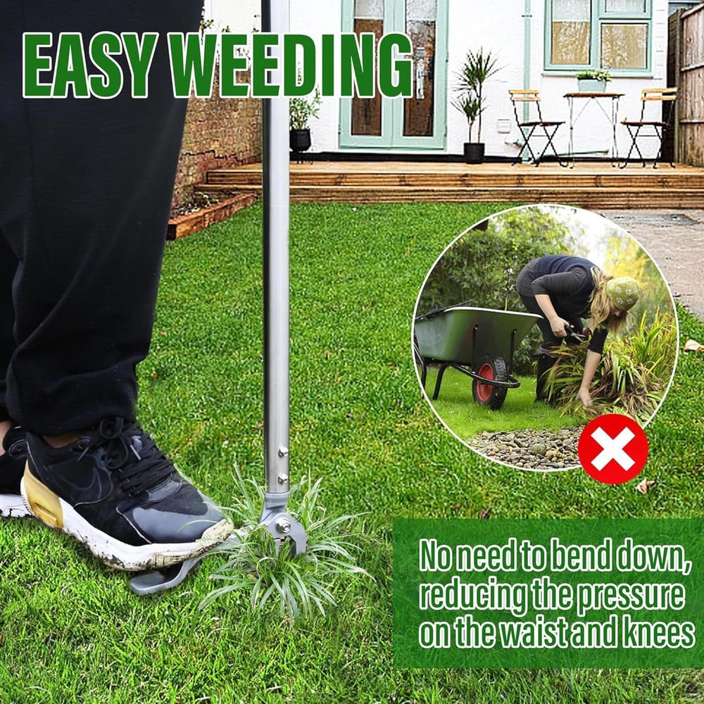 Stand up Weed Puller with 3 Claw Head, 45.6" Long Handle Weed Puller Tool
