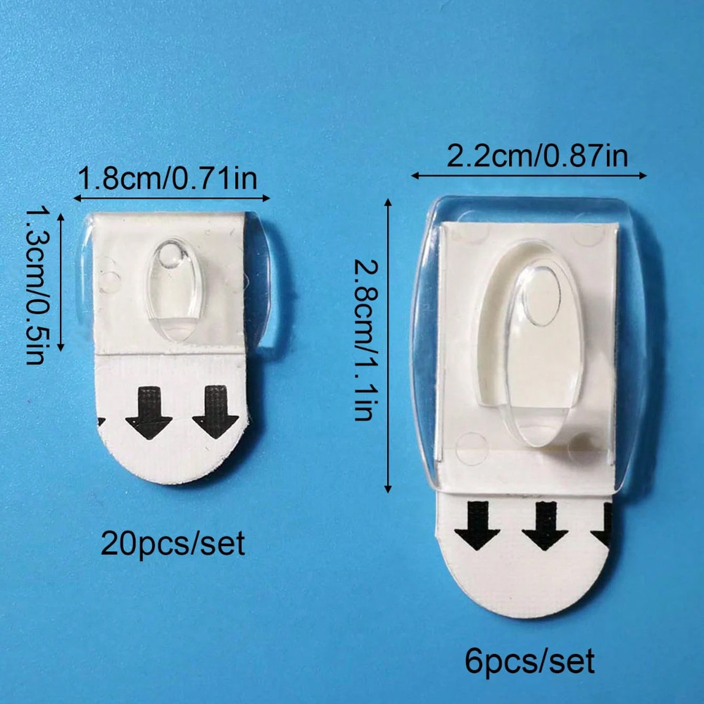 20pcs Mini Hook Self-Adhesive Detachable Traceless Decor Transparent Thread Hook