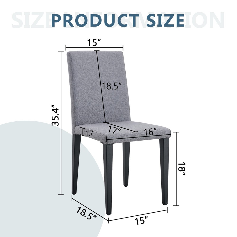 Two Light Gray Linen-Cotton dining chairs, simple and versatile, comfortable a