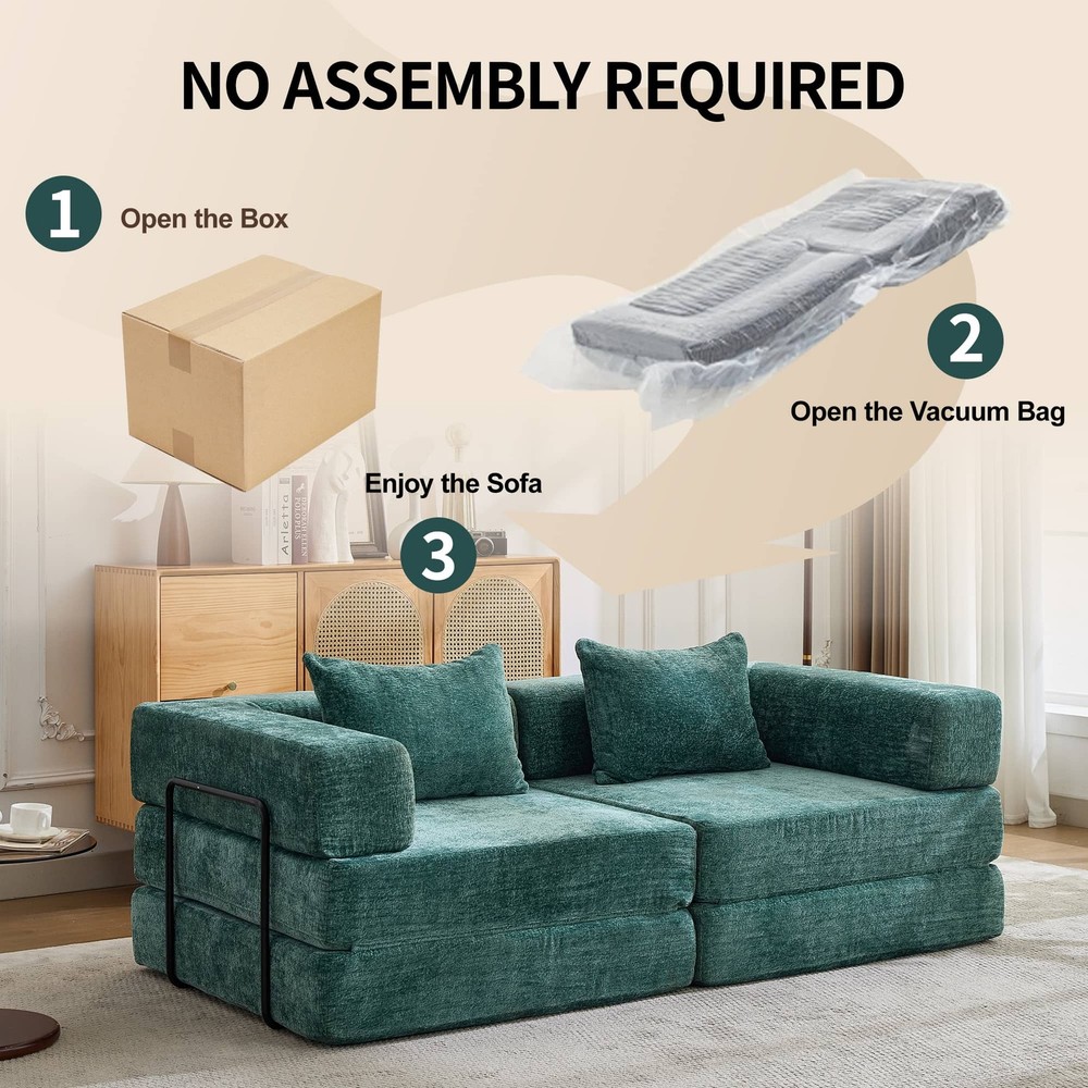 Convertible Fold Out Sleeper Sofa Bed, Floor Couch Loveseats w/Fixed-Shape Frame