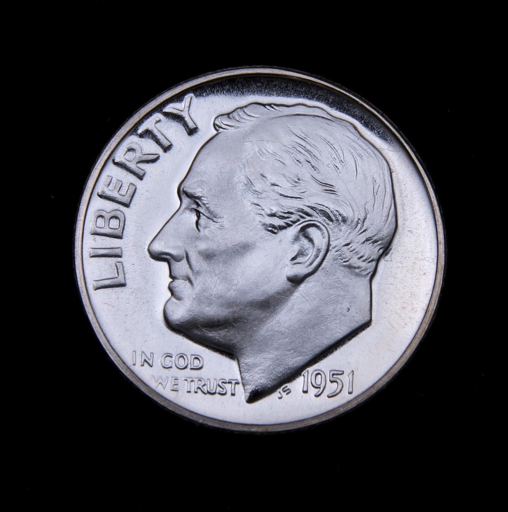 1951 Proof Roosevelt Dime Gem BU