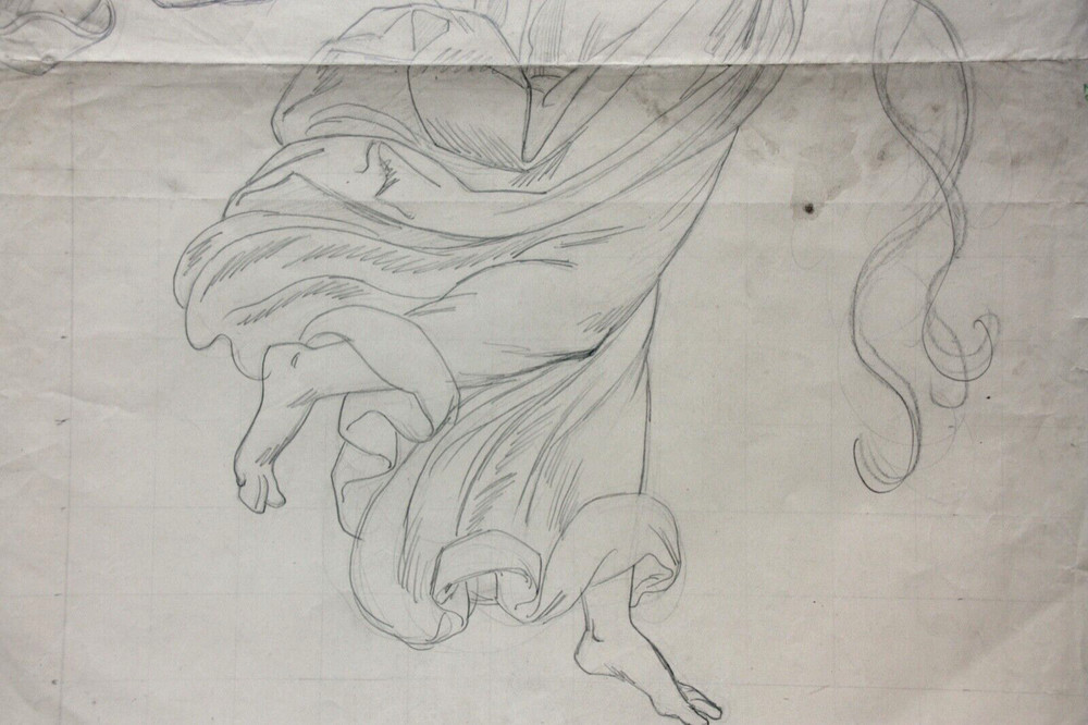 Female Allegory, Dancer, Classicist Drawing Squared 19th century