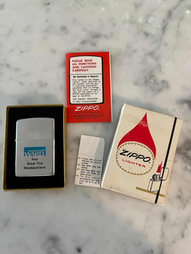Unfired Zippo Montgomery Wards Original Box And Paperwork