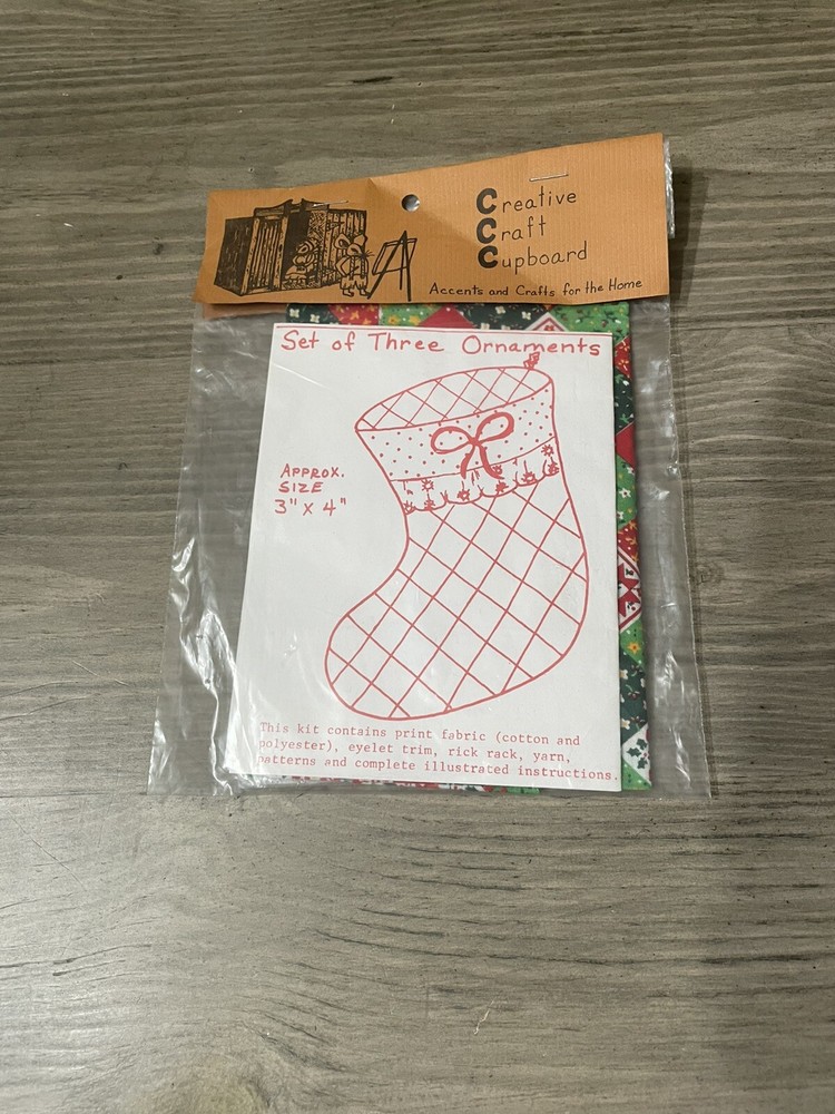 Vintage Creative Craft Cupboard Stocking Ornaments Kit unused
