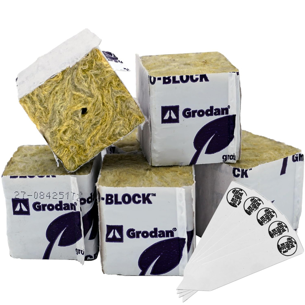 Grodan 1.5" Rockwool Mini Blocks – 45 Pack Rockwool Cubes for Hydroponics, Seed