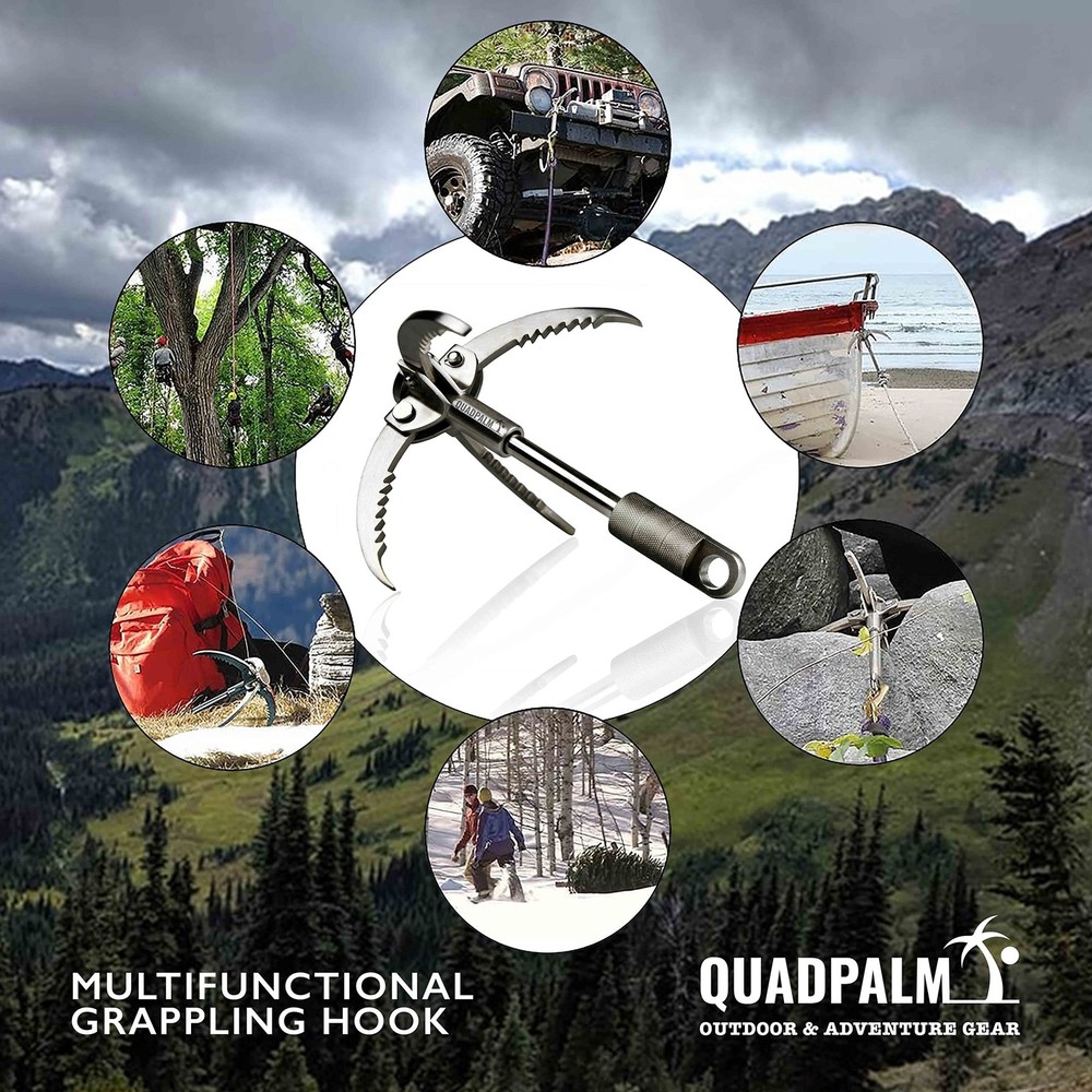 Heavy Duty Survival Grappling Hook – Multifunctional QUADPALM Grapple Hook