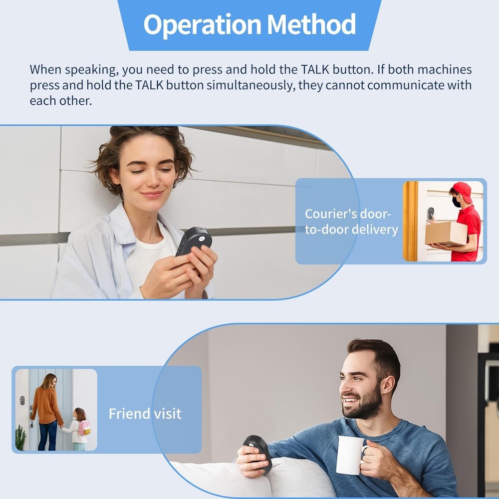 Wireless Doorbell with Intercom, Wireless Intercom System 4900ft Long Range W...