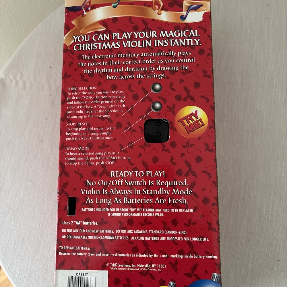 ELECTRONIC CHRISTMAS VIOLIN Tested Does Not Come With Batteries