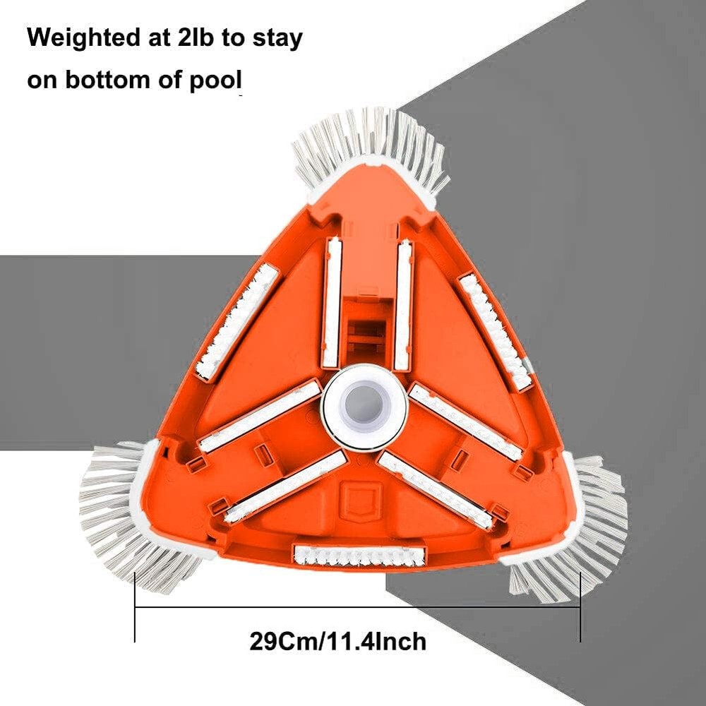 SINADA Pool Special Vacuum Head Triangle with Side Brush Universal Rotatable Hos