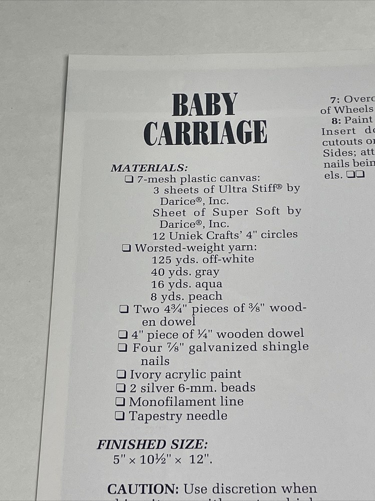 Baby Carriage Annie's Plastic Canvas Pattern