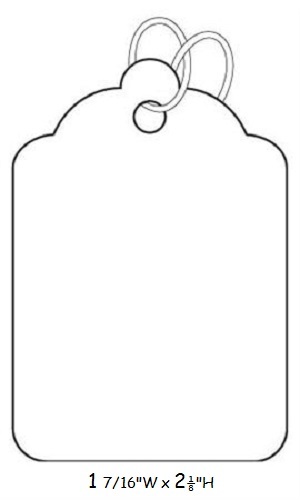 1000 White String Tags Strung 1 7/16"W x 2 ⅛" #7 Blank Merchandise Strings Large