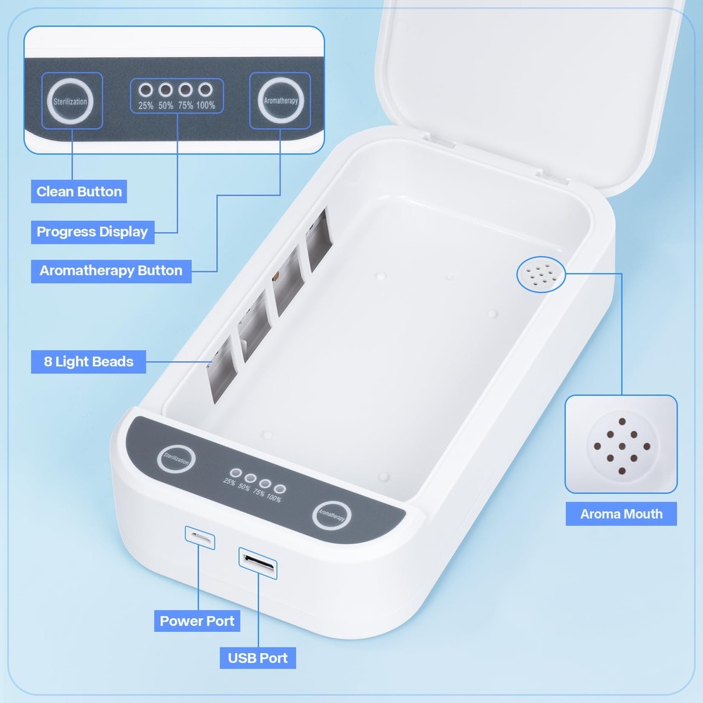 Nail Tool Sterilizer with Blue Light,Portable USB Sterilizer For Nail Tools N...