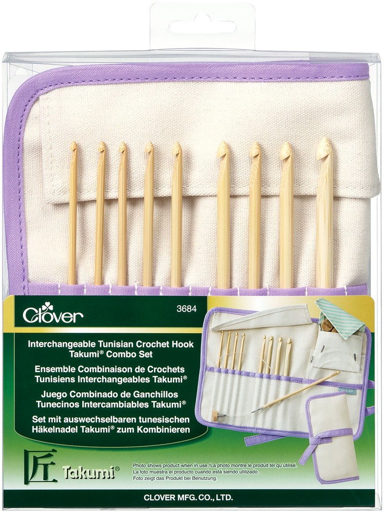 Clover Bamboo Interchangeable Tunisian Crochet Hook Set-Takumi