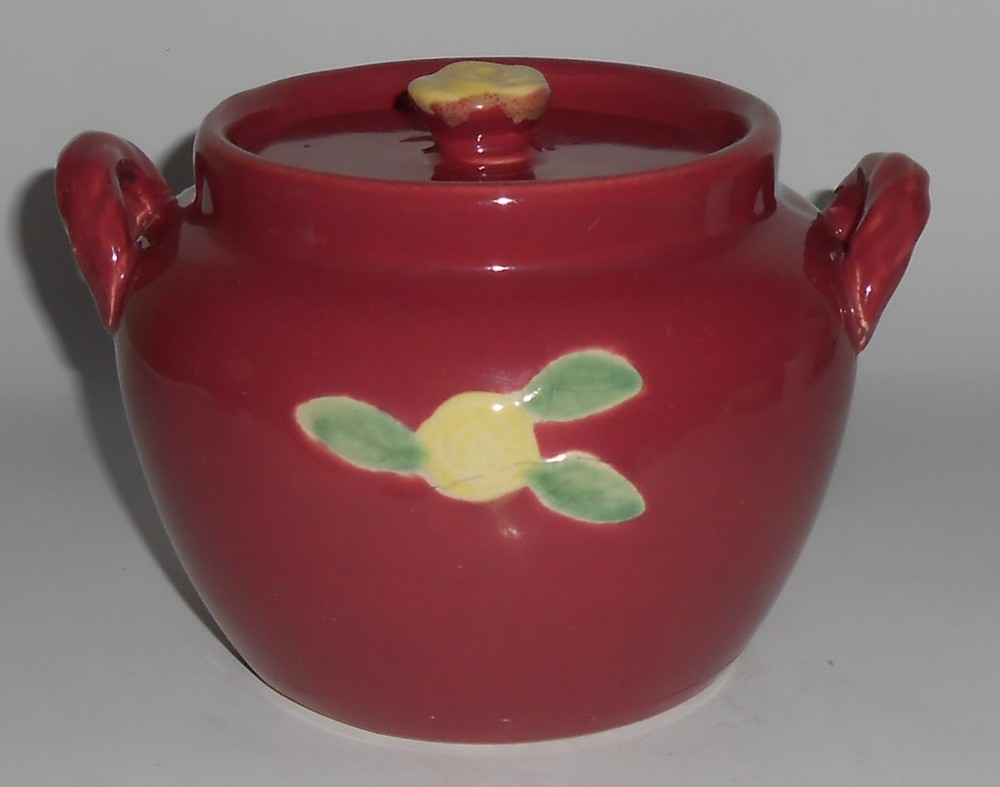 Coors Pottery Rosebud Red Utility Jar W/Lid