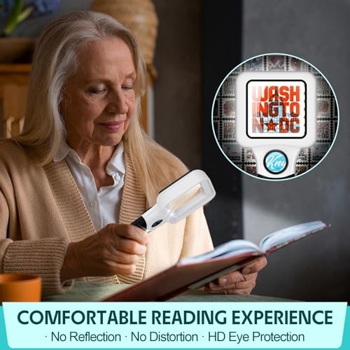 Compact Magnifying Glass with Lights,45X0X 1 1 Pack Black Handle&white Frame