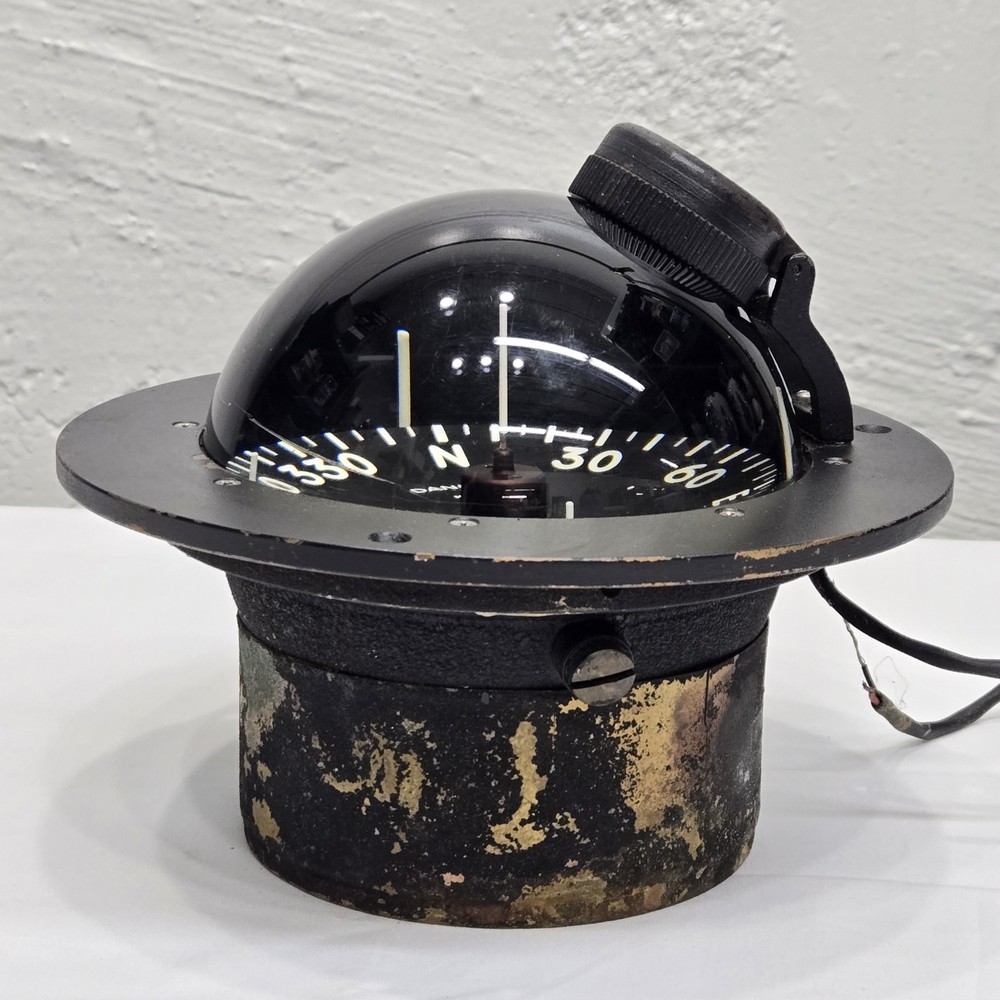 Vtg Danforth Constellation Dash Mount Compass 5" Card Red LED Light High Speed