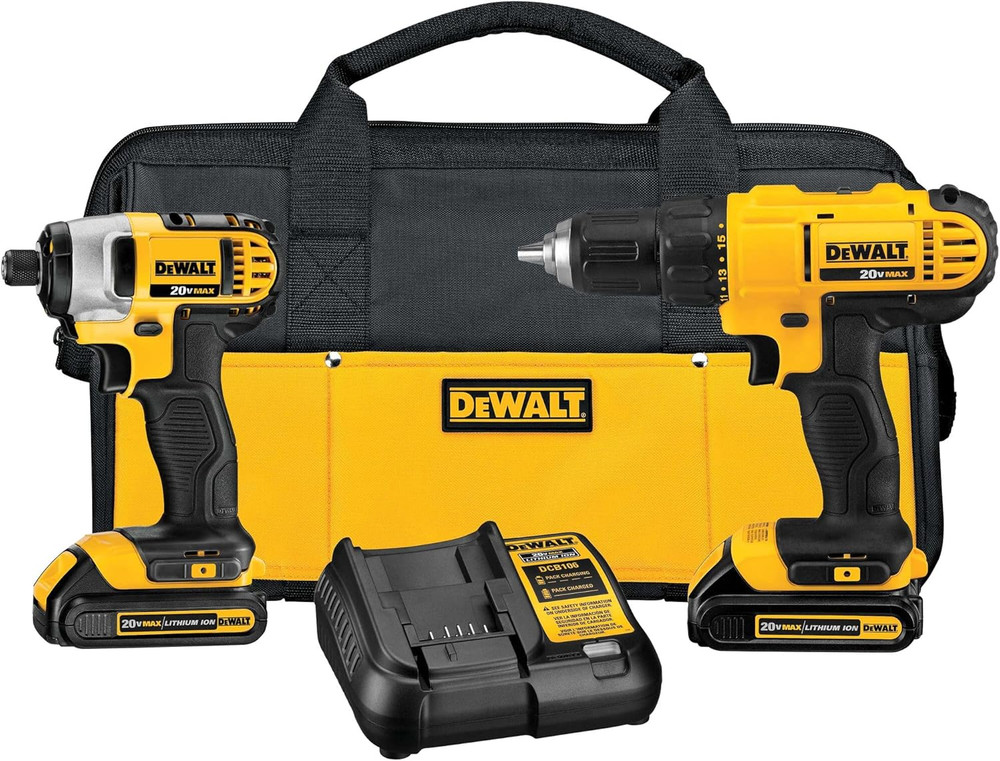 20V MAX Cordless Drill and Impact Driver, Power Tool Combo Kit , Includes 2 Batt