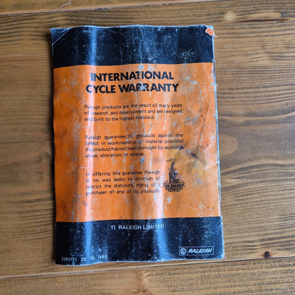 Vintage Raleigh Cycle Owners Handbook