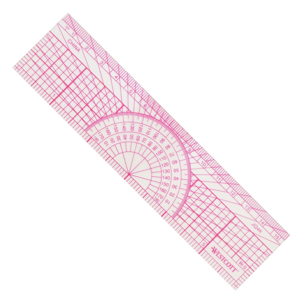 Protractor Ruler, 6", 15Cm, Transparent (W-5)