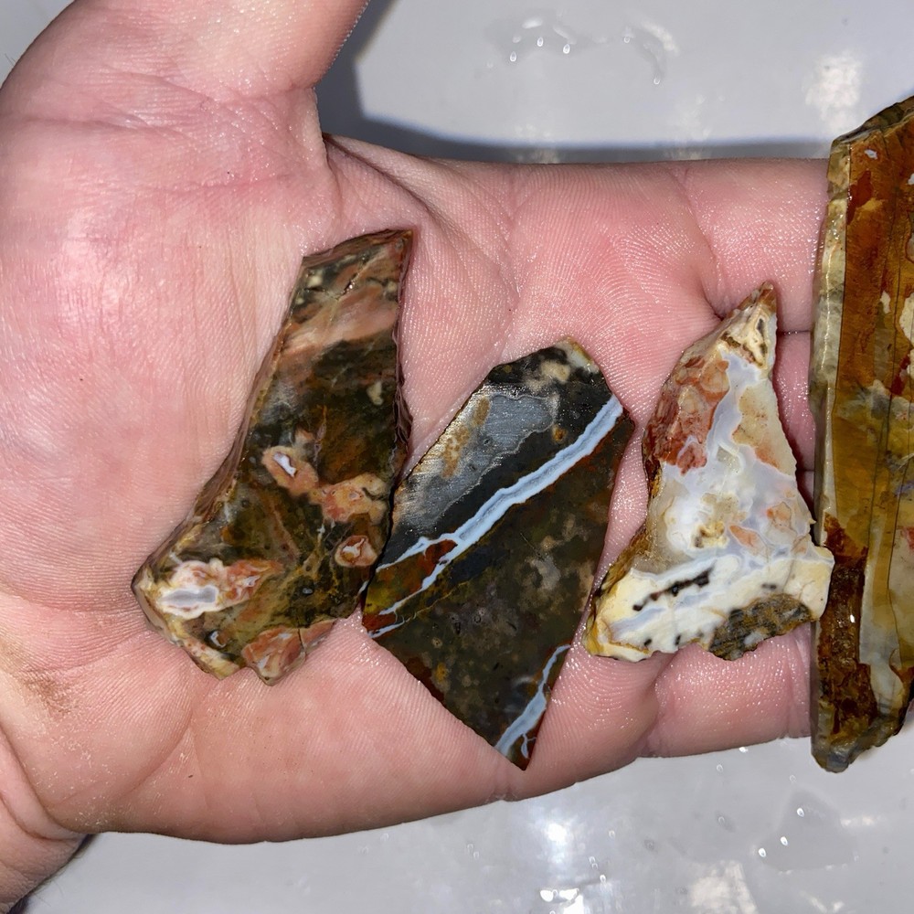 4 Pc Lot Rainbow Flint Slabs 3.51 Oz