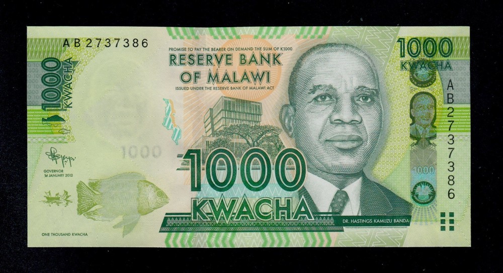 MALAWI  1000 KWACHA 2012 AB PICK # 62  UNC.