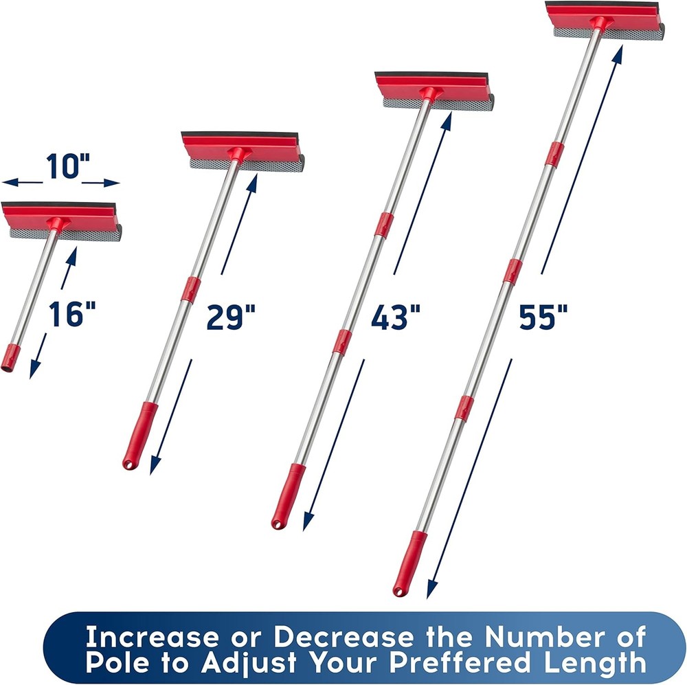 DSV Standard Window Squeegee, 2-in-1 Multi-Section Red