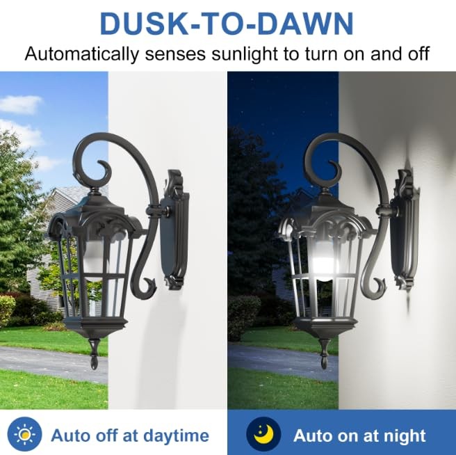 Dusk to Dawn Light Bulbs Outdoor, Light Sensor A19 LED Light Bulb, Automatic ...