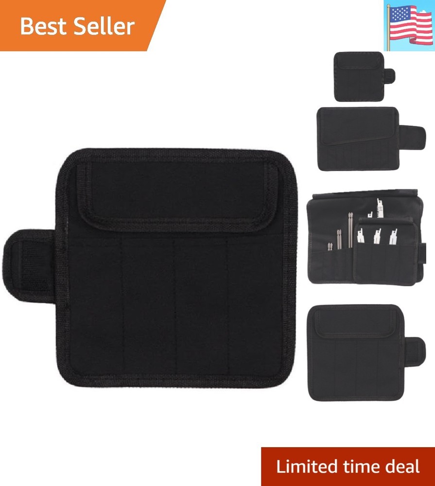 Compact Tool Roll-Up Pouch with Multiple Pockets for Small Accessories - Black