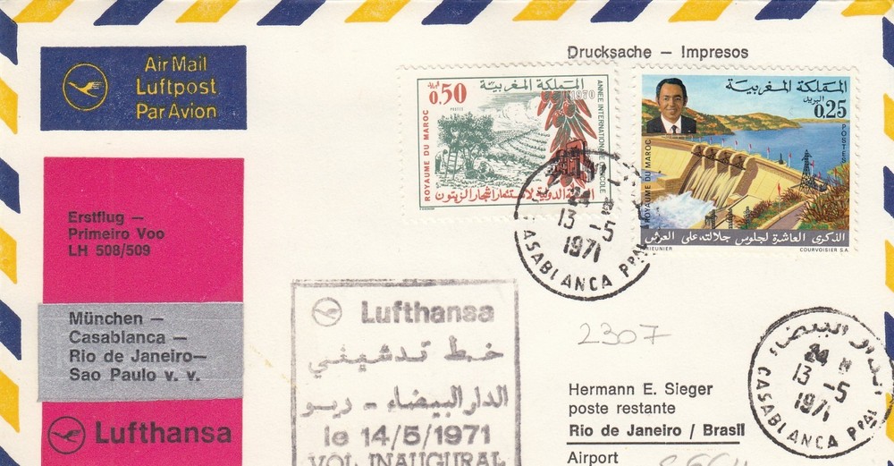 1971 FIRST  FLIGHT LUFTHANSA MUNCHEN-SAO PAULO (L2307)