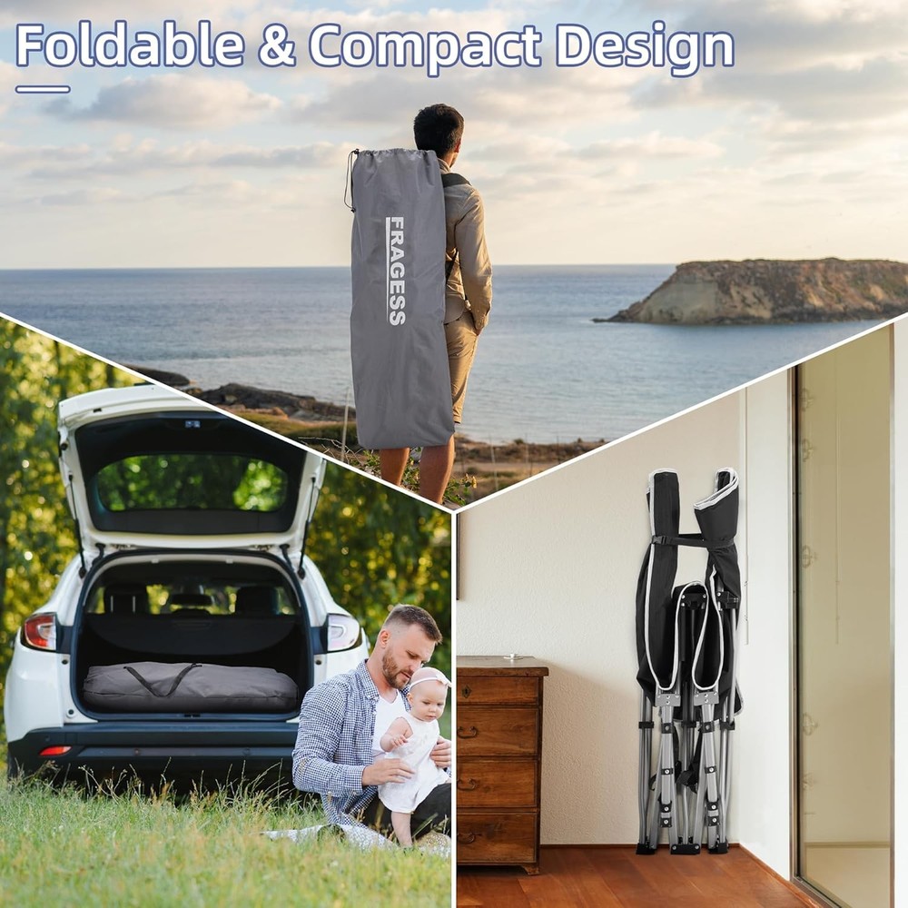Portable Camping Cot, 600LBS Max Load, Extra Wide with Thick Mattress