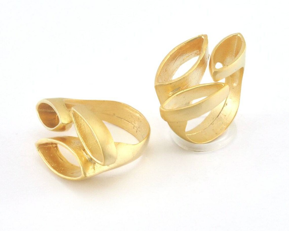Adjustable Ring Matte Gold Plated Brass (18.5mm 8.5US inner size) 3381