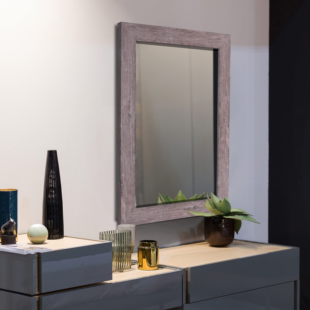 Rectangular Mirror with Frame Rustic 20x28'’ Wall Mounted Rustic Vanity Mirro...