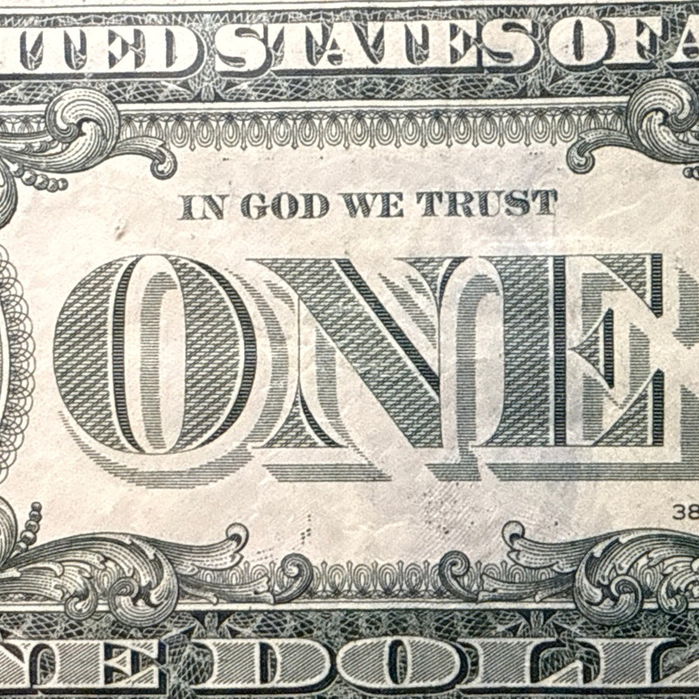 $1 One Dollar Bill Misprint Ink Bleed Transfer Error mostly left side