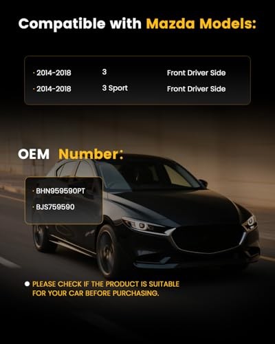 Power Window Regulator Without Motor Compatible with Mazda 3 Front Driver Side