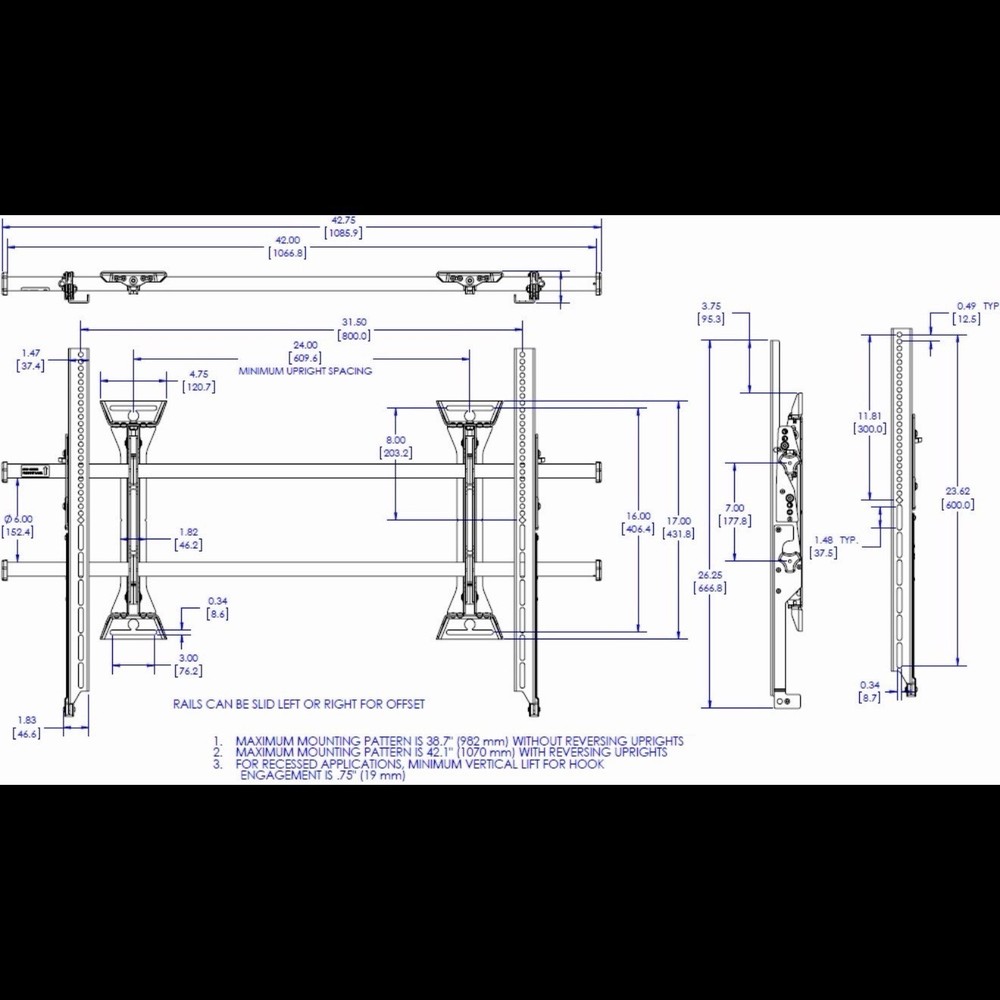 XSM1U Extra-Large Fusion Micro-Adjustable Fixed Wall Mount 250 lb 55-100″