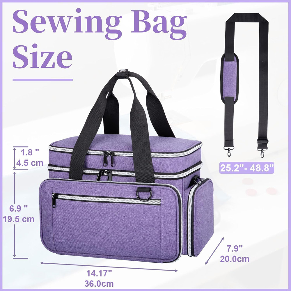 Large Sewing Supplies Organizer, Double Layer Sewing Storage Organizer with Two