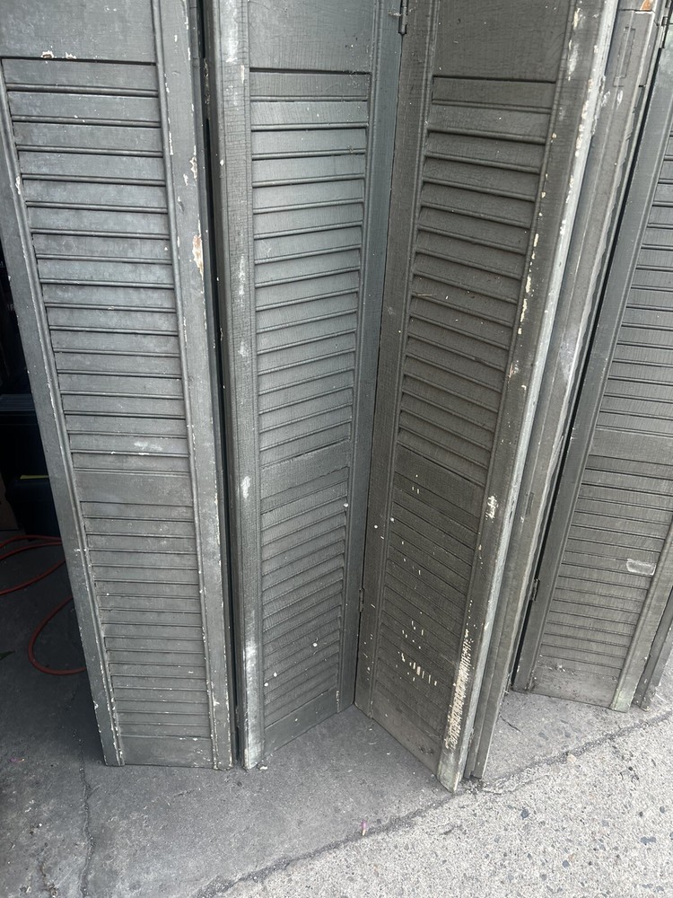 MASSIVE 8 panel shutter screen c1890 - 88” h x 75.5” wide - louvered & hinged