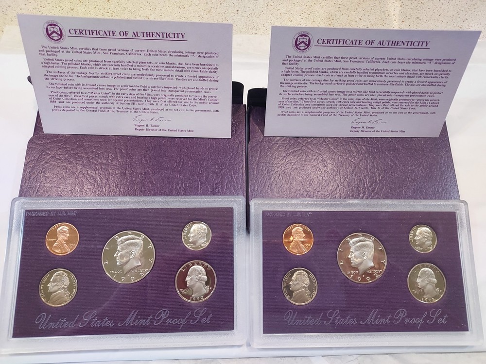 2 1992 United States Mint Proof Set Sets