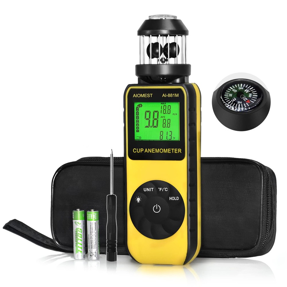 Handheld Wind Cup Anemometer with Direction, Digital Wind Speed Meter Gauge M...