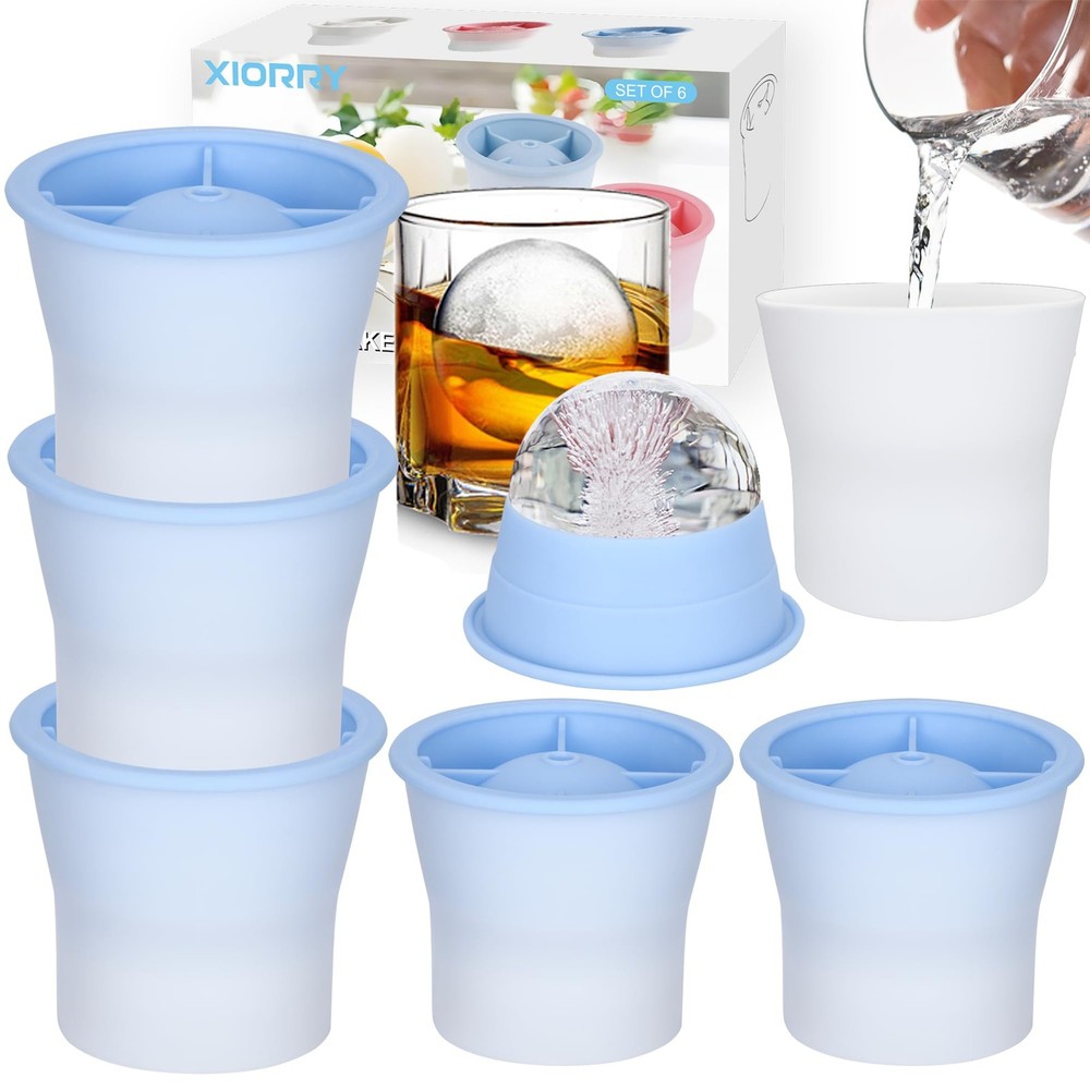 6 PCS Silicone Sphere Ice Mold Maker Easy Release Stackable Circle Ice Cube