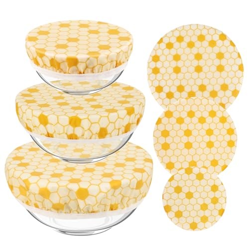 6Pcs Beeswax Bowl Covers, Reusable Bowl Covers 3 Sizes, Kitchen Storage