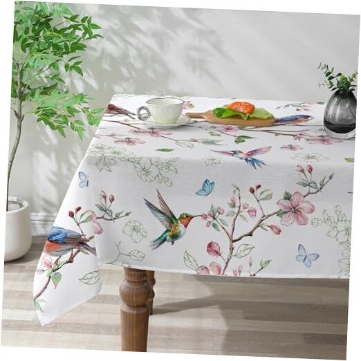 Spring Tablecloth 60x120 for Recatangle 120" x 60" (Rectangular) Floral Bird