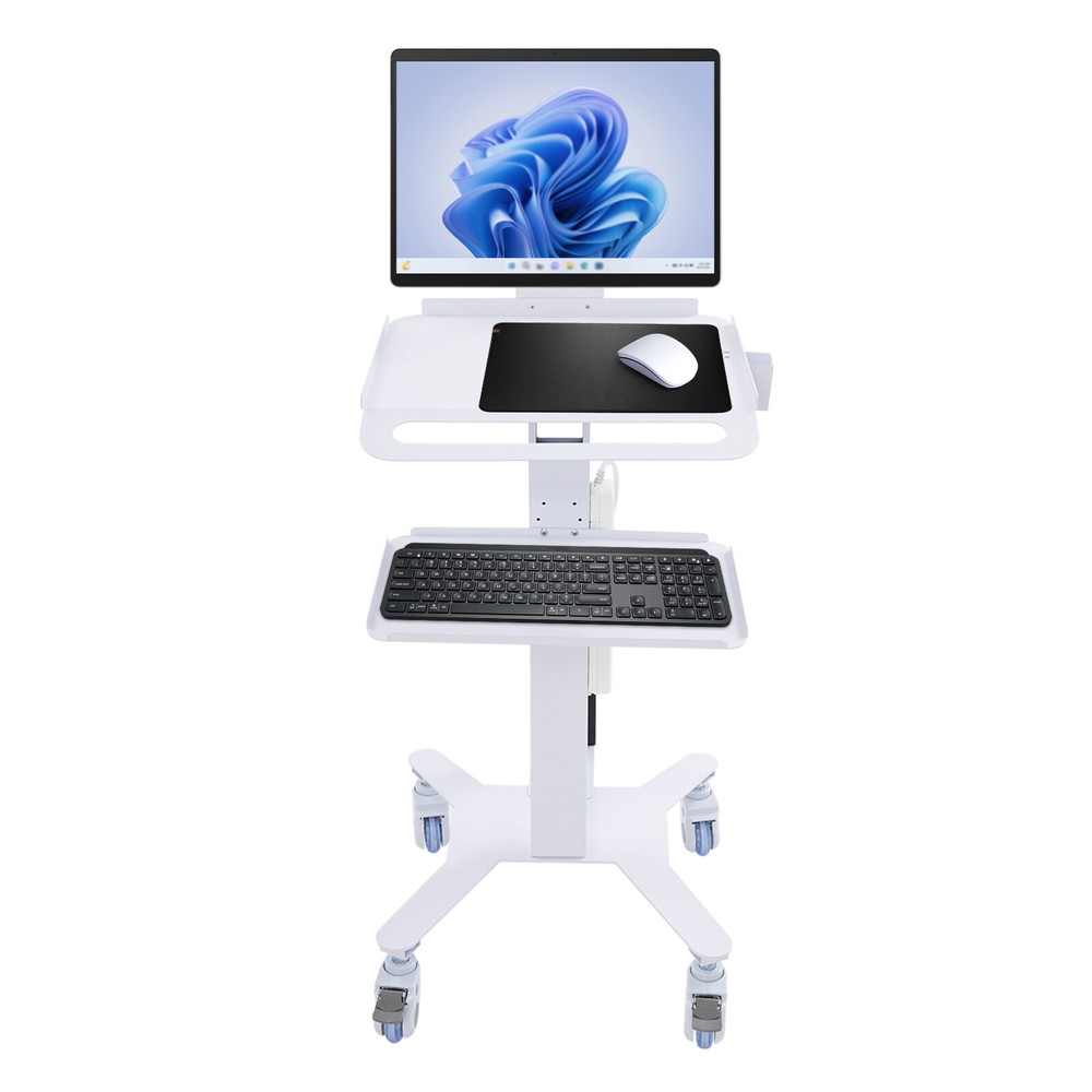 Adjustable Height Rolling Desk Computer Cart Mobile Laptop Workstation PC Table
