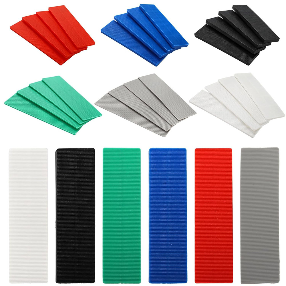300 Pcs Plastic Flat Shims for Leveling 6 Size Structural Tile Composite Shims