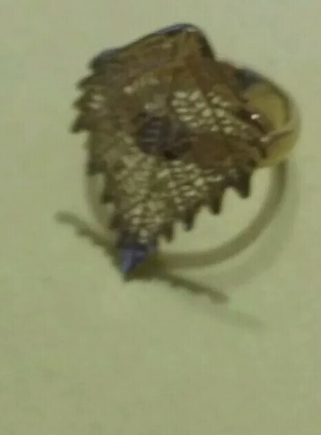 birch leaf ring dipped in 24k yg size 6 tree forest