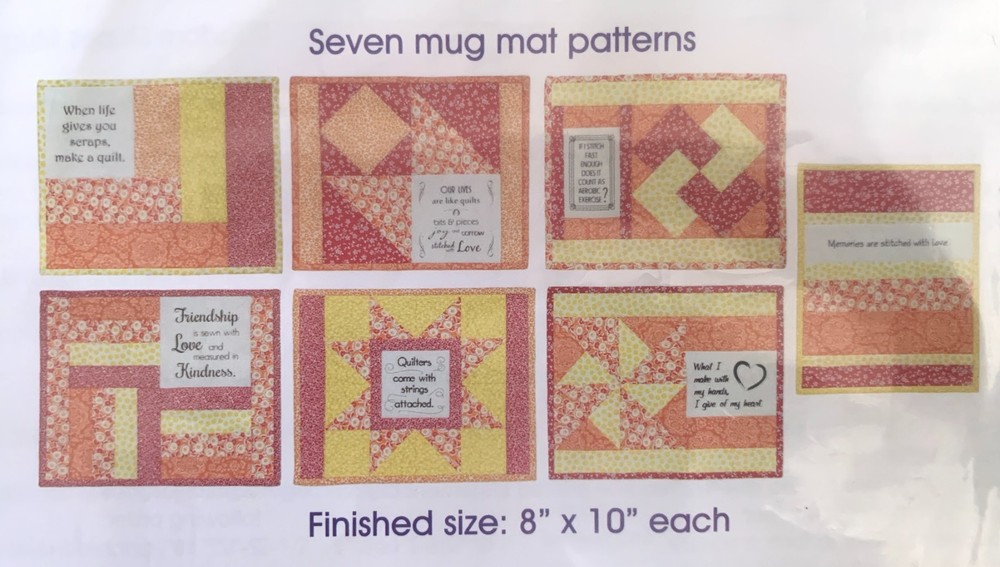 June Tailor Quilty Fun INSPIRATIONAL MUG MAT STATEMENTS & PATTERNS 7 Designs