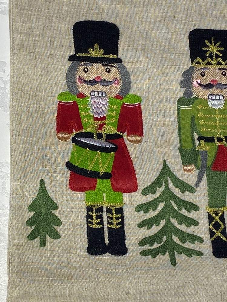 Robert Stanley Nutcracker Soldiers 70"x 13" Table Runner Linen Blend Holiday