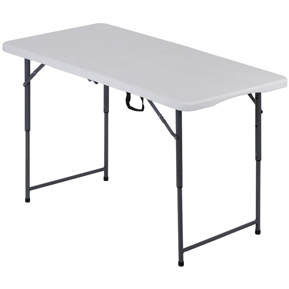 4ft Portable Table Foldable Legs and Adjustable Height Utility Table In/Outdoor