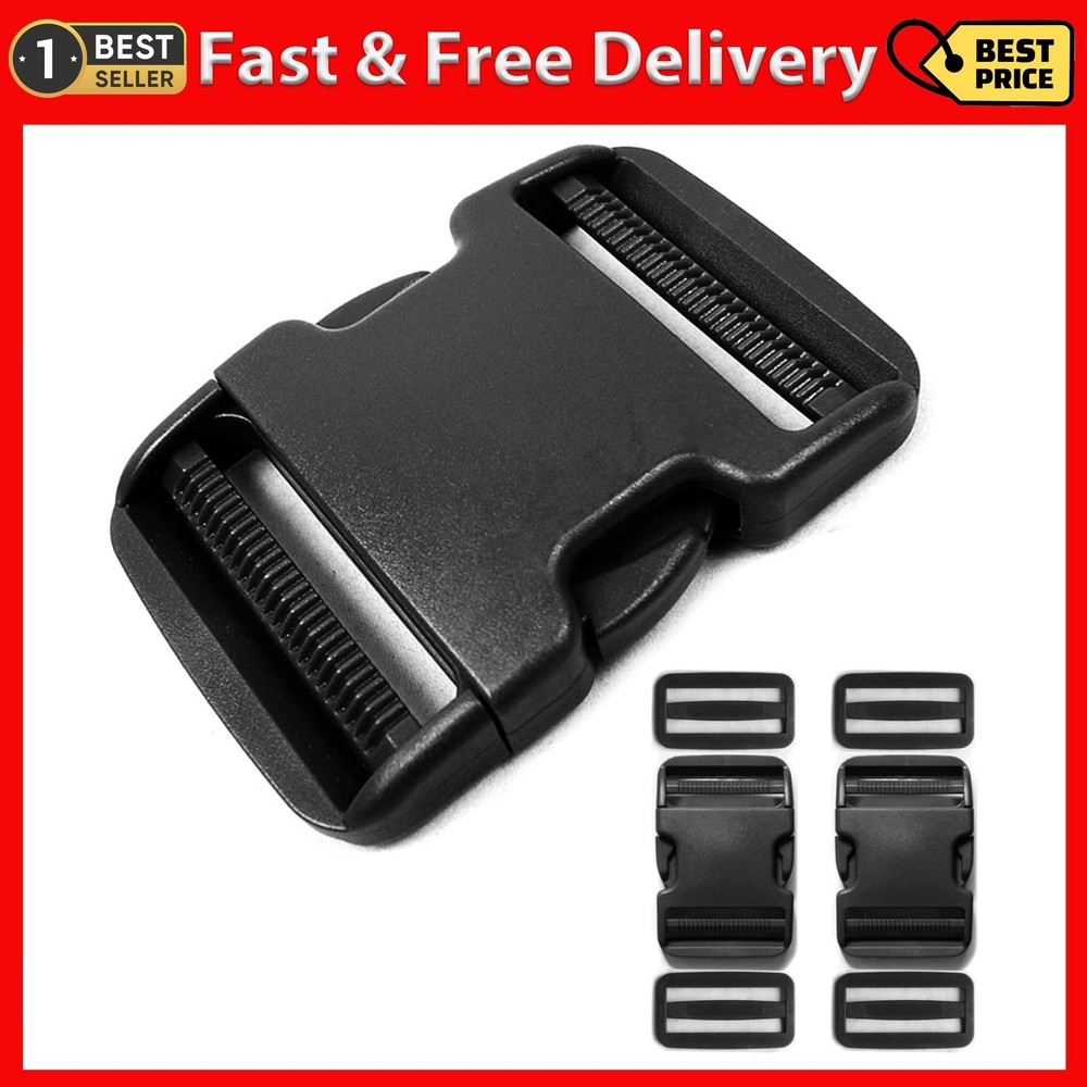 2pcs Heavy Duty 2" Side Release Buckles - Adjustable Plastic Clips Straps 50MM
